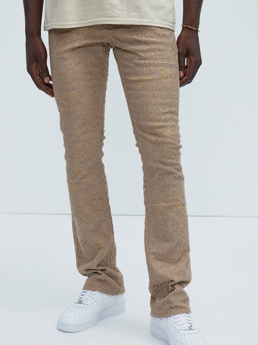 Fashion Nova Men's Slim Lace-Textured Jeans in Taupe
